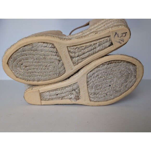 Talbots Lynsday Espadrilles Wedges Suede Size 7.5 Nude Beige Summer Neutral - Picture 10 of 11